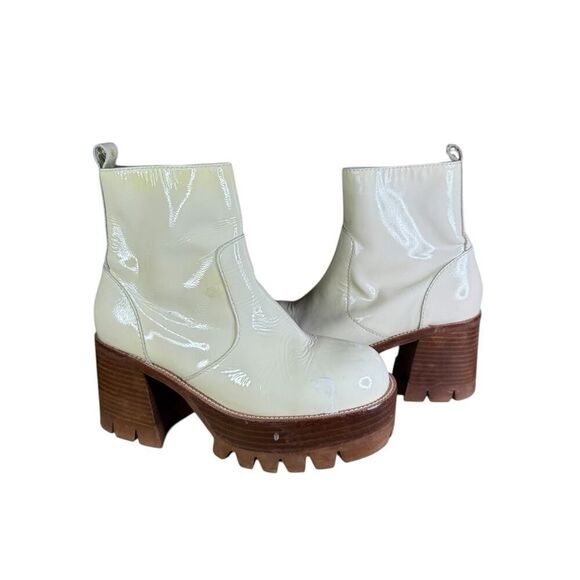 Jeffrey Campbell Quavo Ice Crinkle Patent Leather Chunky Platform Boots Size 10 - Picture 2 of 14